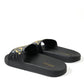 Dolce & Gabbana Black Luxury Hotel Beachwear Sandals Shoes