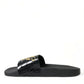 Dolce & Gabbana Black Luxury Hotel Beachwear Sandals Shoes