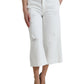 Dolce & Gabbana White Cotton Cropped Wide Leg Denim Jeans