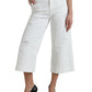 Dolce & Gabbana White Cotton Cropped Wide Leg Denim Jeans