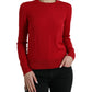 Dolce & Gabbana Red Wool Knitted Crew Neck Pullover Sweater