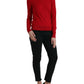 Dolce & Gabbana Red Wool Knitted Crew Neck Pullover Sweater