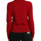 Dolce & Gabbana Red Wool Knitted Crew Neck Pullover Sweater