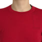 Dolce & Gabbana Red Wool Knitted Crew Neck Pullover Sweater