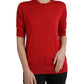 Dolce & Gabbana Red Silk Crew Neck Short Sleeves T-shirt Top