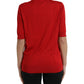 Dolce & Gabbana Red Silk Crew Neck Short Sleeves T-shirt Top