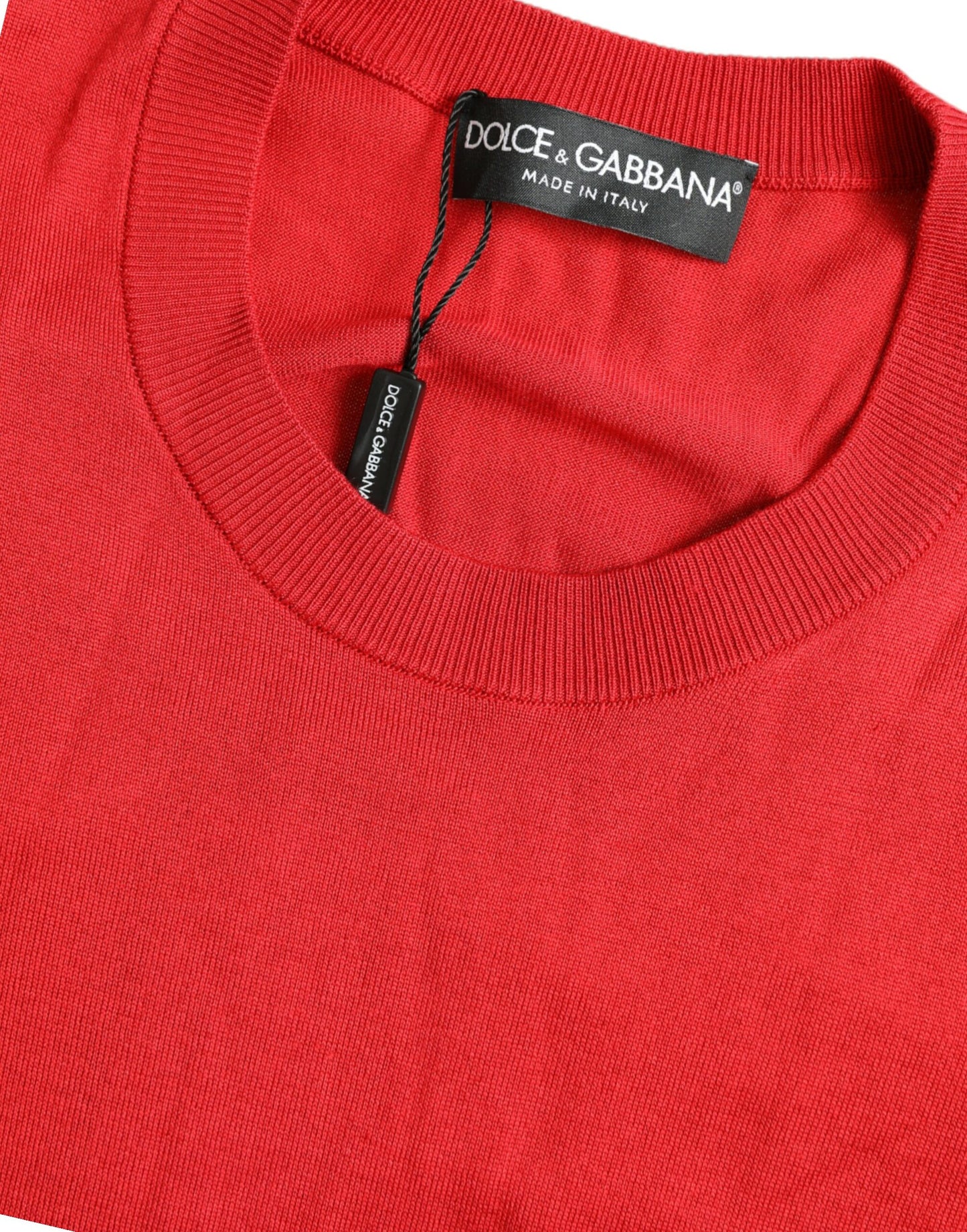 Dolce & Gabbana Red Silk Crew Neck Short Sleeves T-shirt Top