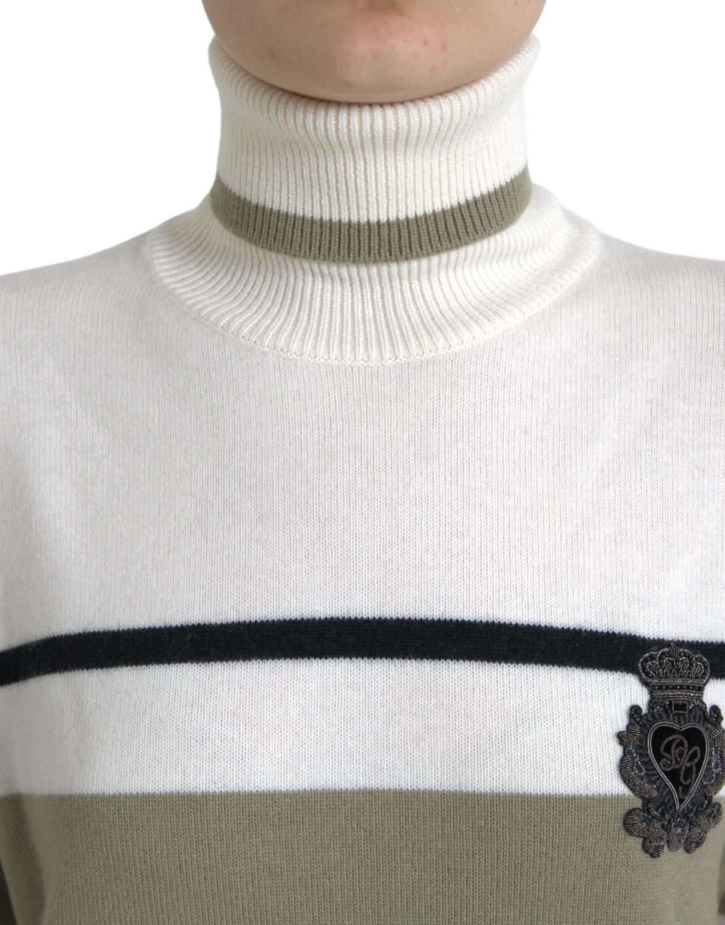 Dolce & Gabbana Multicolor Stripe Wool Logo Pullover Sweater