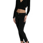 Dolce & Gabbana Black V-neck Cropped Tie Sweater