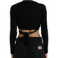 Dolce & Gabbana Black V-neck Cropped Tie Sweater