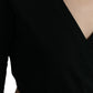 Dolce & Gabbana Black V-neck Cropped Tie Sweater