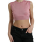 Dolce & Gabbana Pink Silk Cropped Sleeveless Tank Top