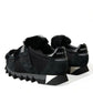 Dolce & Gabbana Black Fur Embellished Suede Sneakers Shoes