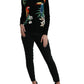 Dolce & Gabbana Black Bird Wool Long Sleeve Cardigan Sweater