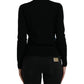 Dolce & Gabbana Black Bird Wool Long Sleeve Cardigan Sweater