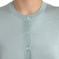 Dolce & Gabbana Light Blue Silk Crew Neck Cardigan Sweater