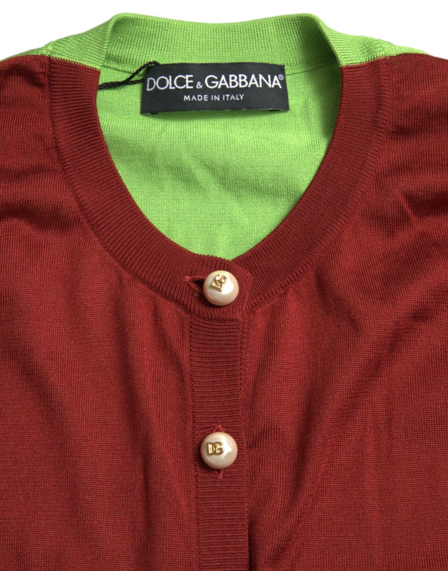 Dolce & Gabbana Multicolor Silk Crewneck Cardigan Sweater