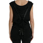 Dolce & Gabbana Black Cotton Lace Up Logo Round Neck Tank Top