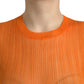 Dolce & Gabbana Orange See Through Crew Neck Blouse Tank Top