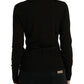 Dolce & Gabbana Black Wool V-neck Crossed Cardigan Sweater