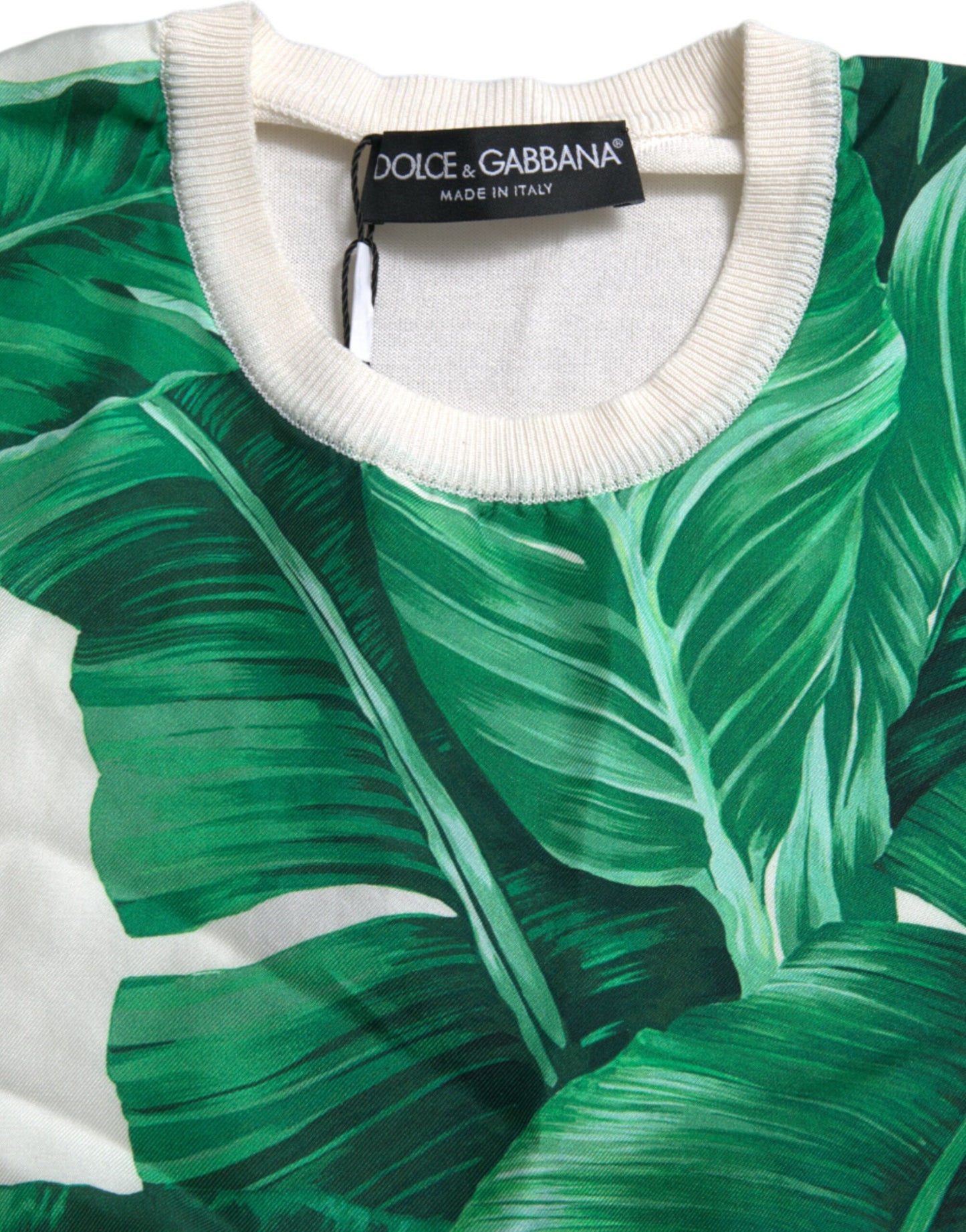 Dolce & Gabbana White Banana Leaf Print Tank Top