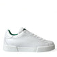 Dolce & Gabbana White Green Leather Portofino Sneakers Shoes