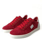 Dolce & Gabbana Red Suede Leather Low Top Sneakers Shoes