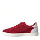 Dolce & Gabbana Red Suede Leather Low Top Sneakers Shoes