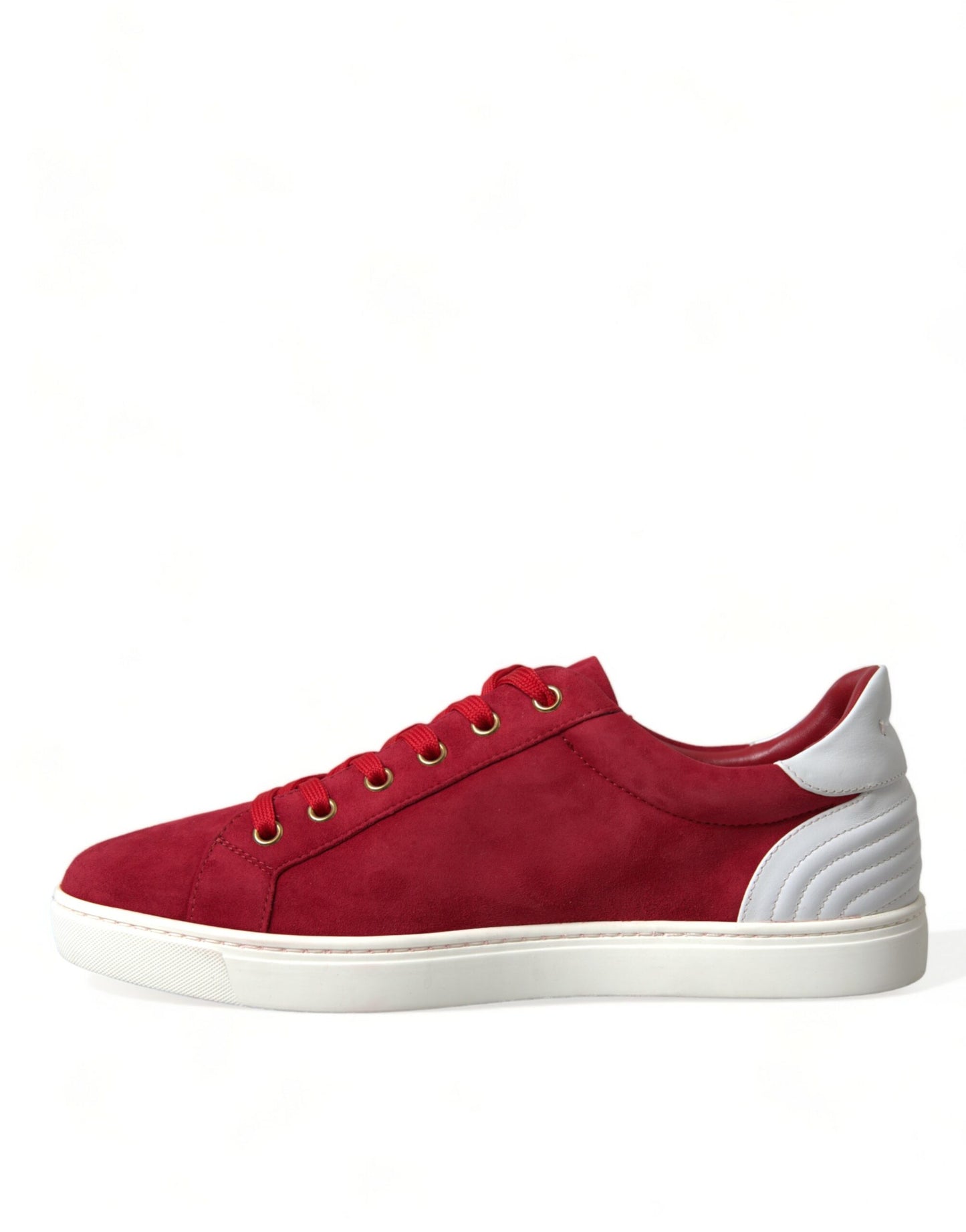 Dolce & Gabbana Red Suede Leather Low Top Sneakers Shoes