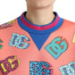 Dolce & Gabbana Salmon Pink Multicolor Logo Sweater