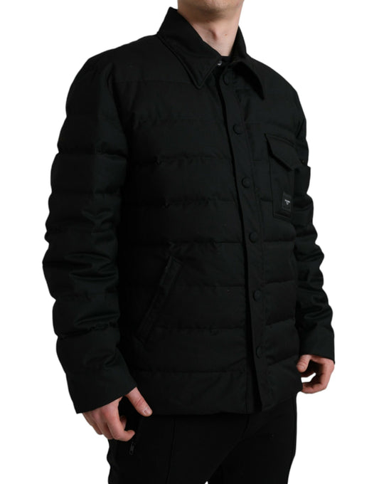 Dolce & Gabbana Black Collared Padded Logo Jacket