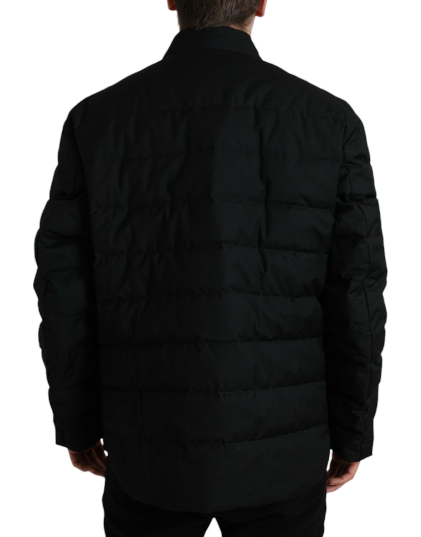 Dolce & Gabbana Black Collared Padded Logo Jacket