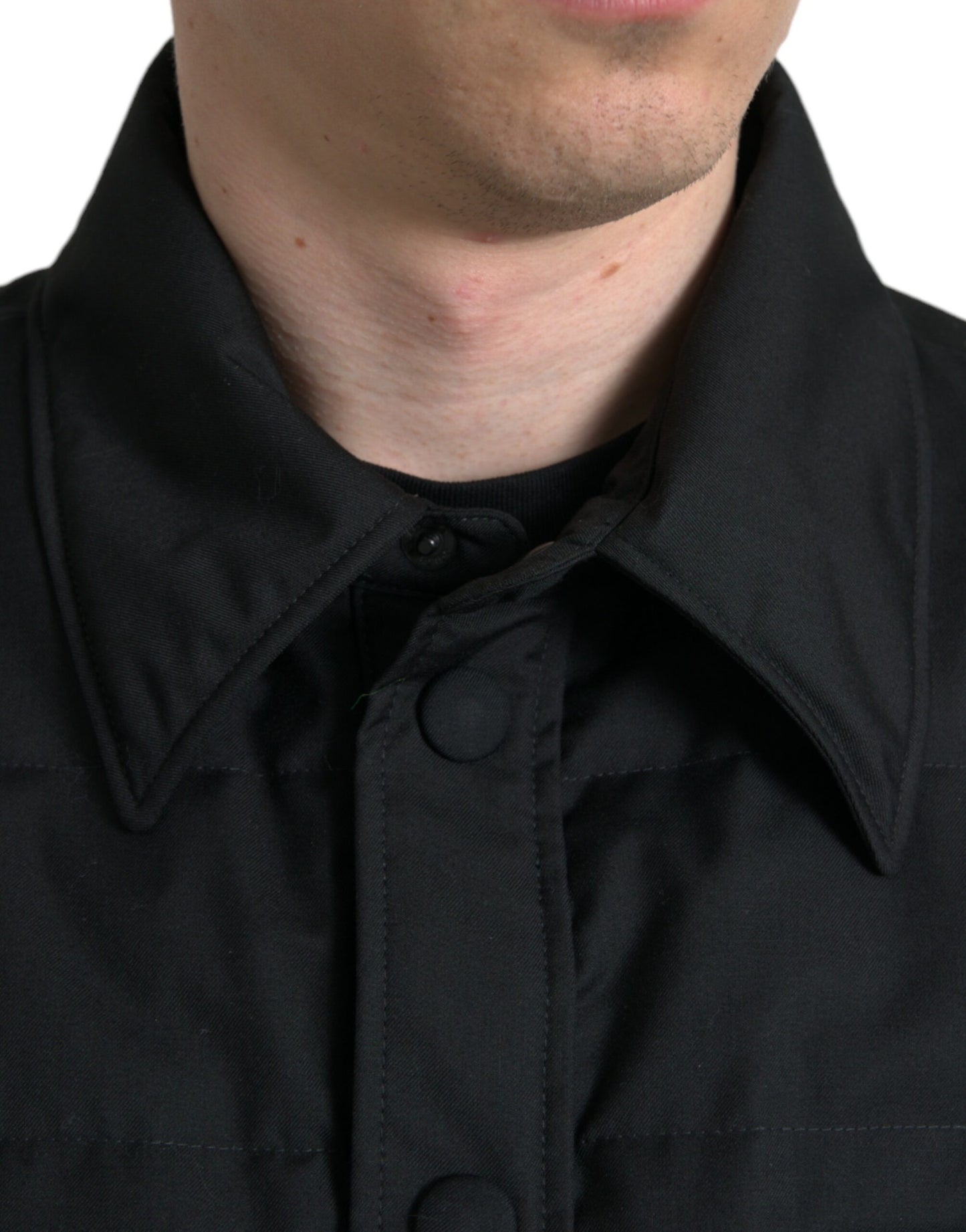 Dolce & Gabbana Black Collared Padded Logo Jacket