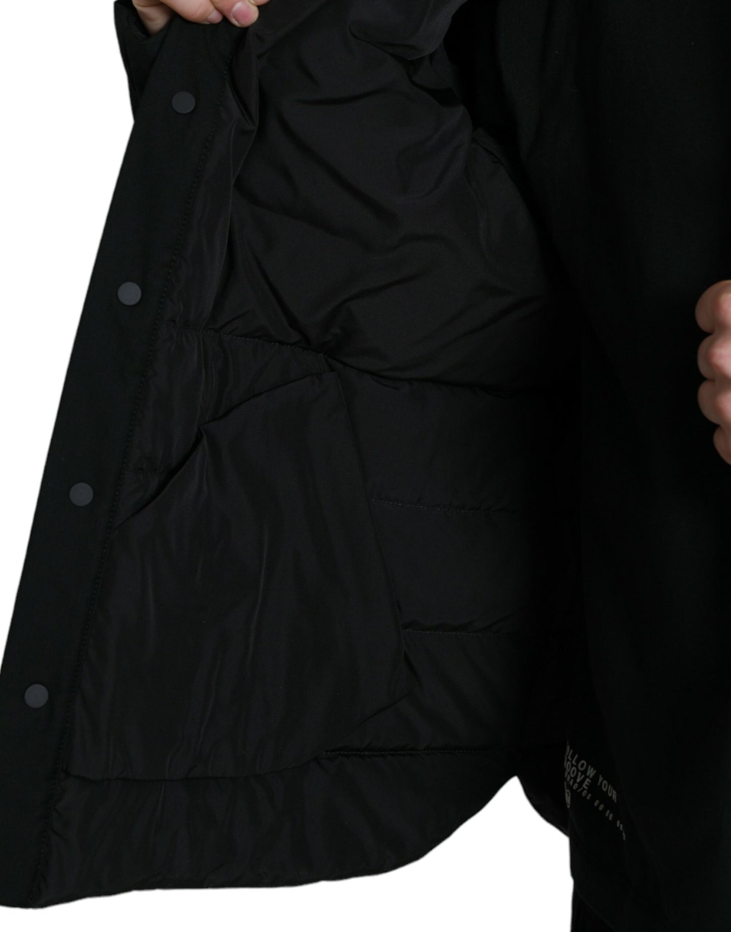 Dolce & Gabbana Black Collared Padded Logo Jacket