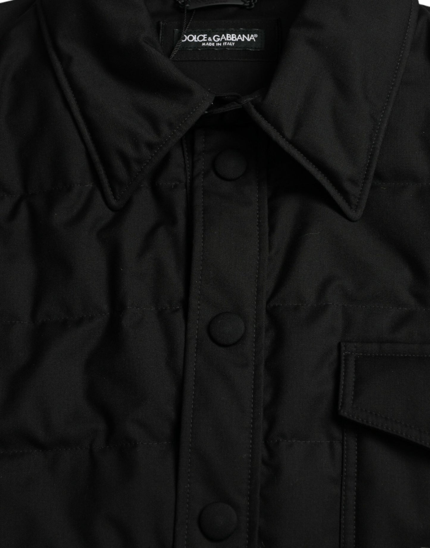 Dolce & Gabbana Black Collared Padded Logo Jacket