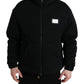 Dolce & Gabbana Black Cotton Hooded Logo Bomber Jacket