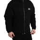 Dolce & Gabbana Black Cotton Hooded Logo Bomber Jacket