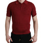 Dolce & Gabbana Maroon Collared Short Sleeve Silk T-shirt