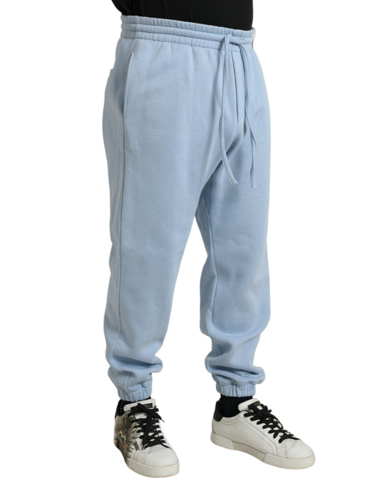 Dolce & Gabbana Light Blue Cotton Sweatpants Men Jogger Pants