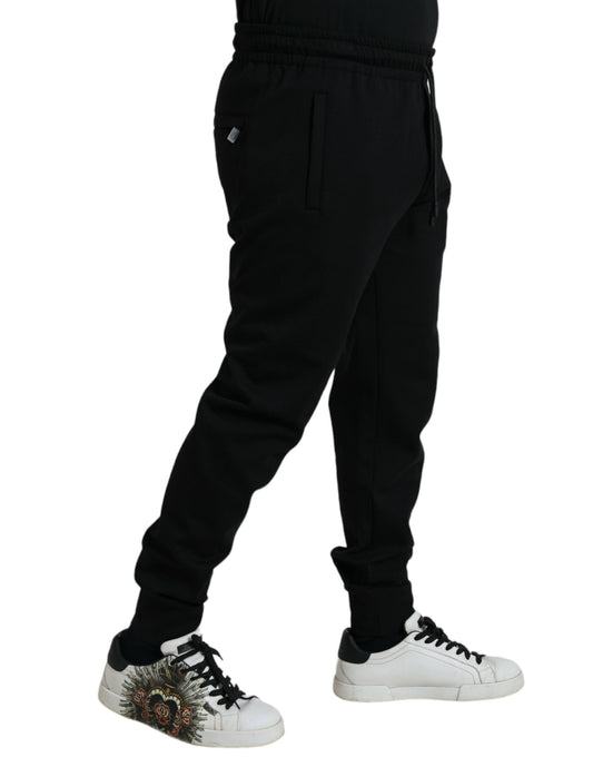 Dolce & Gabbana Black Cotton Blend Men Sweatpants Jogger Pants