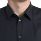 Dolce & Gabbana Navy Blue Cotton Collared Formal Dress Shirt