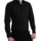 Dolce & Gabbana Black Cotton Stretch Slim Formal Dress Shirt