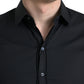 Dolce & Gabbana Black Cotton Stretch Slim Formal Dress Shirt