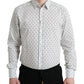 Dolce & Gabbana White Patterned Men GOLD Formal Dress Shirt