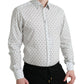 Dolce & Gabbana White Patterned Men GOLD Formal Dress Shirt