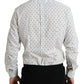 Dolce & Gabbana White Patterned Men GOLD Formal Dress Shirt