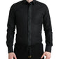 Dolce & Gabbana Black Cotton Logo Formal GOLD Dress Shirt