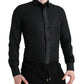 Dolce & Gabbana Black Cotton Logo Formal GOLD Dress Shirt