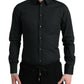 Dolce & Gabbana Black Cotton Silk Formal GOLD Dress Shirt