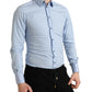 Dolce & Gabbana Sky Blue Cotton Men Formal GOLD Dress Shirt